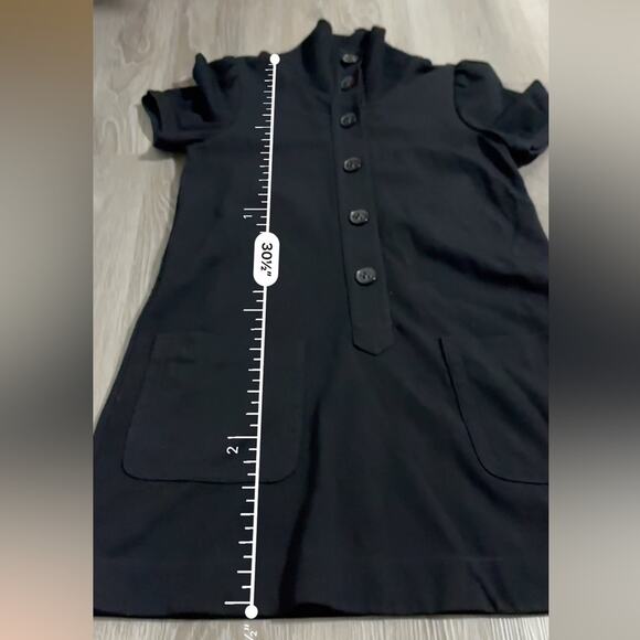 Theory Black High Collared Neck Button Front Mini Tunic Dress Size 4 - Picture 12 of 12